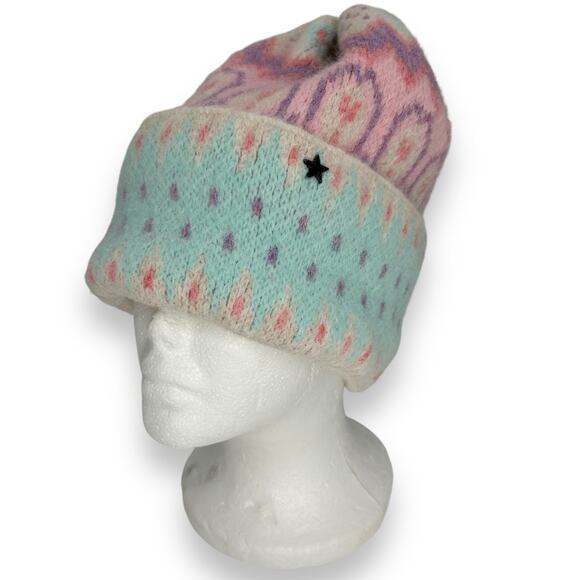 NEW Jocelyn Brand Scarf & Hat Set Pastel Winter Fair Isle Print Wool Blend NWT - Picture 5 of 16